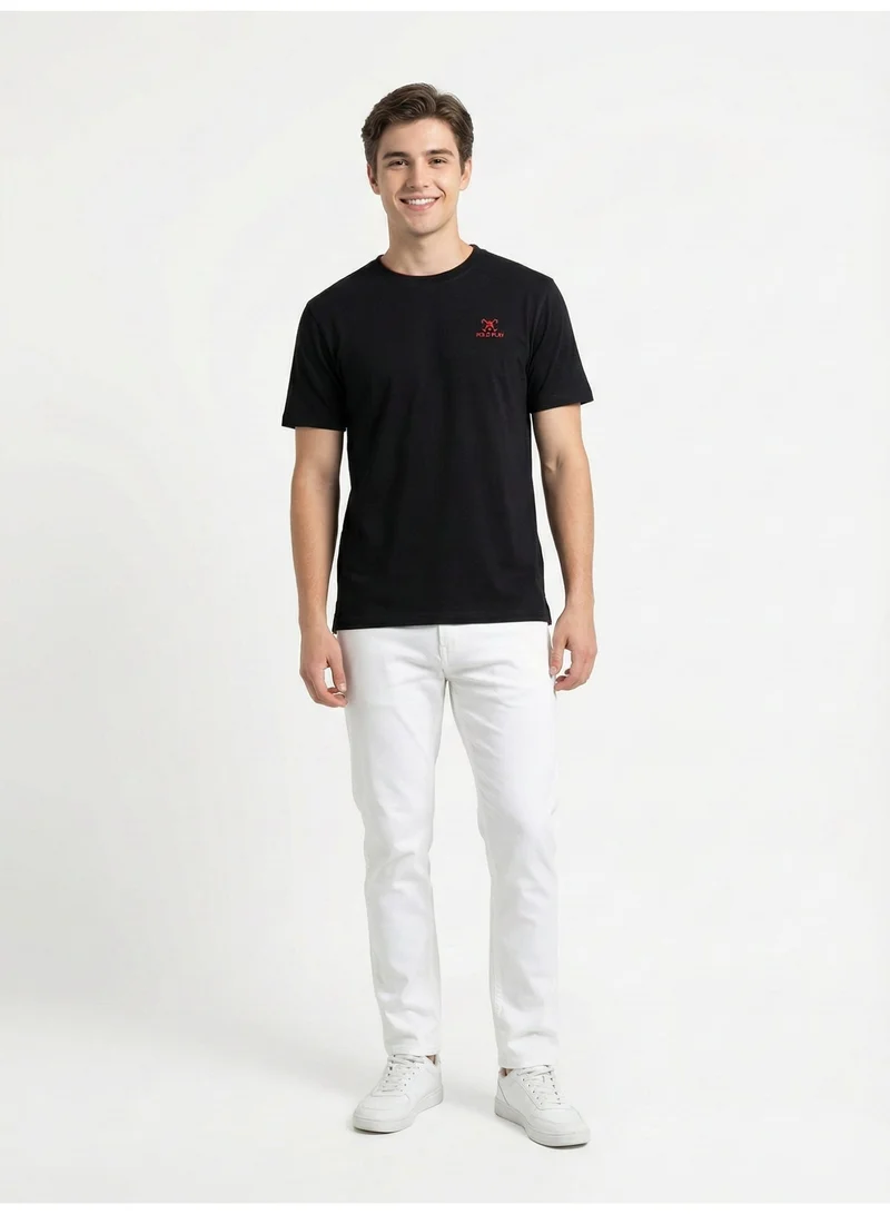 لعب البولو تيشيرت رجالي مطبوع أسود